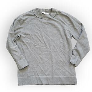 LOFT High Neck Pinstripe  Green White Soft Knit Sweater Women Sz M